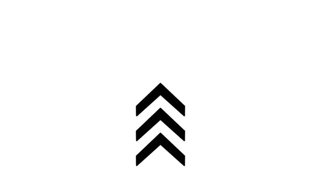 Black chevron arrow pointing upwards on white background simple graphic element for motion