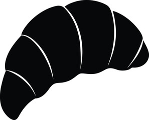 black silhouette a croissant on white background.eps