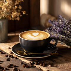 cup of coffee with flowers