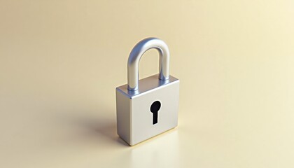 Naklejka premium Silver padlock on a soft surface with a keyhole design 
