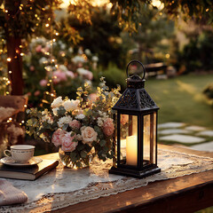 old lantern with candle