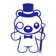 Bear Sir Gentleman Mr. rich Monocle Glasses Top Hat
