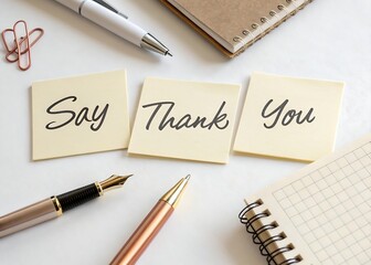 cream sticky notes say thank you