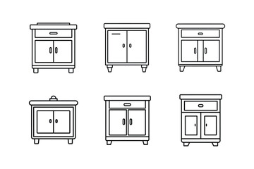bathroom cabinet line art vector illustration
