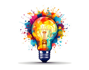 Light bulb creative idea icon transparent background
