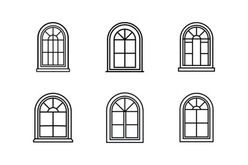 arched window icon line art vector illustration