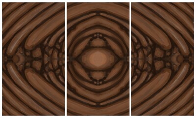 Modern interior triptych. The picture is painted by hand on a tablet.