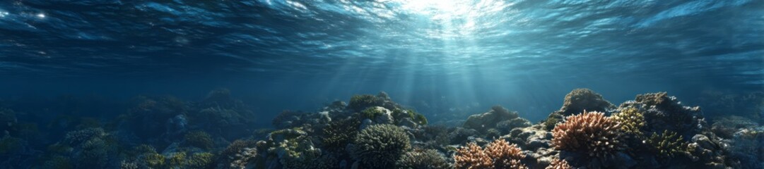Fototapeta premium Underwater coral reef exploration hdr panorama
