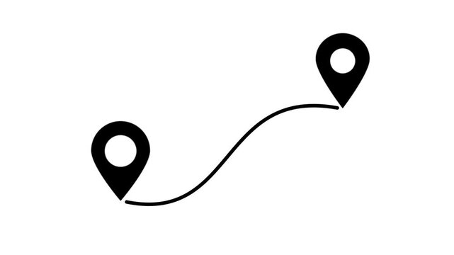 Navigation Route with Location Pins Indicating Destination