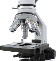 Detailed Close-up of a Modern Microscope for Scientific Research