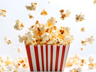 Gourmet Buttery Popcorn: Crispy Movie Snack in Red Stripe Bucket – Perfect for Cinema Entertainment and Festive Parties