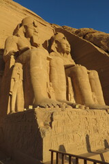 Temple of Abu Simbel. Detail of sculptures and reliefs. Built for Ramesses II approximately 1264 BC (New Kingdom). Egypt.