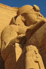 Temple of Abu Simbel. Detail of sculptures and reliefs. Built for Ramesses II approximately 1264 BC (New Kingdom). Egypt.