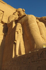 Temple of Abu Simbel. Detail of sculptures and reliefs. Built for Ramesses II approximately 1264 BC (New Kingdom). Egypt.