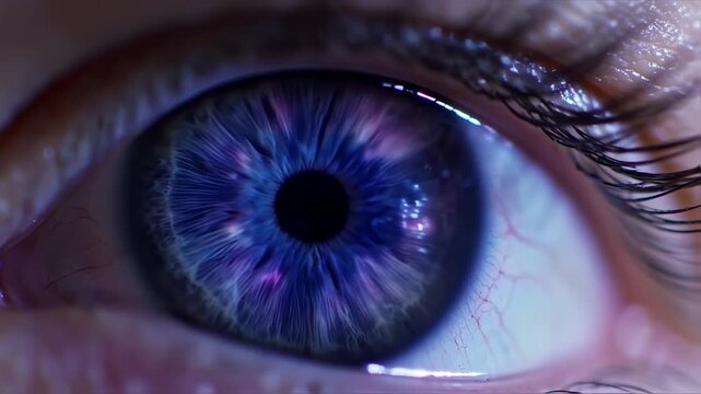 Macro View of a Human Eye with Vibrant Blue and Pink Iris Detailing