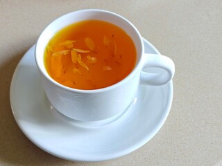 Cup of Chrysanthemum tea. Flowering tea. Herbal tea