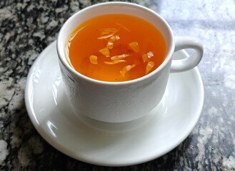 Cup of Chrysanthemum tea. Flowering tea. Herbal tea