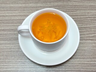 Cup of Chrysanthemum tea. Flowering tea. Herbal tea
