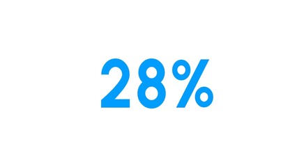 Count down number 28% illustration.
