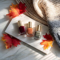 still life with autumn leaves