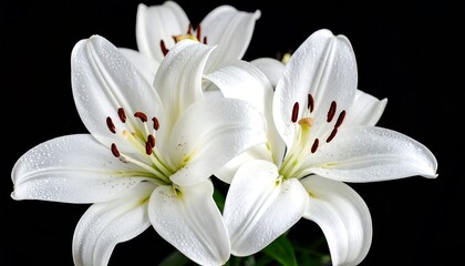 Obraz premium Frosted Lily Petals Against Black Background