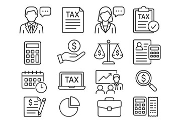 Fototapeta premium Business Consultation Icons – Corporate Advice, Strategy, Professional Guidance