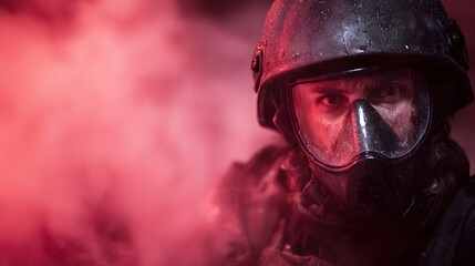 Emergency response team in intense training exercise