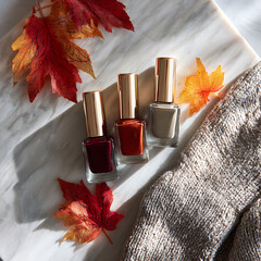 red lipstick and autumn leaves