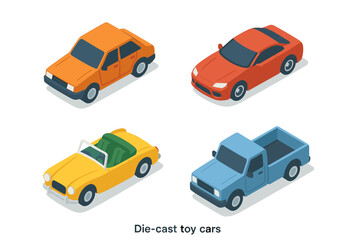 Die-Cast Car Collection – Miniature Vehicles, Model Cars, and Collector’s Edition Vector Set