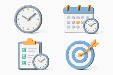 Time Management Icons – Productivity, Scheduling, and Task Planning Vector Set