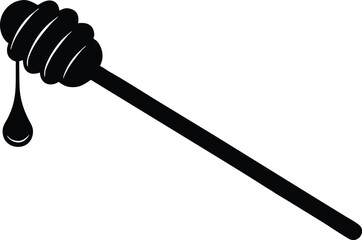 honey dipper stick with dripping honey isolated vector icon