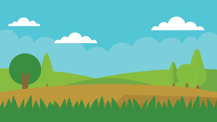 Obraz premium flat grassland scene vector background