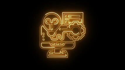 machine learning icon isolated on black background, hd motion graphic animation for ai, automation and digital intelligence - Powered by Adobe