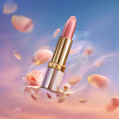 red lipstick on a red background