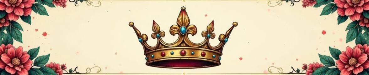 Ornate hand-drawn crown, vintage style vector , majestic, template