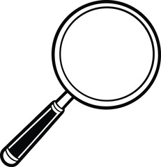 magnifying glass silhouette on white background