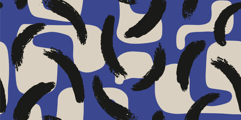 Abstract Brushstroke Art with Organic Shapes Seamless pattern