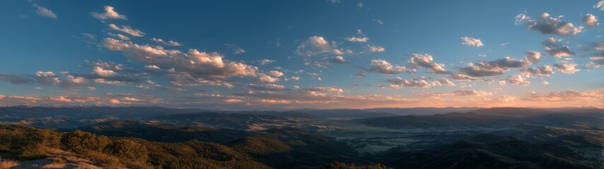 Fototapeta premium Panoramic sunset over hills hdr 360 degree view