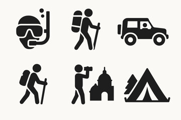 Obraz premium Camping Essentials Icons – Outdoor Adventure Symbol Set