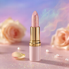 pink lipstick and powder