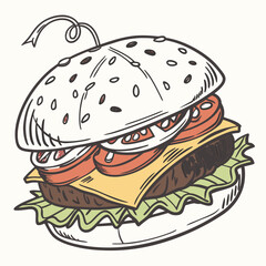 burger and fries