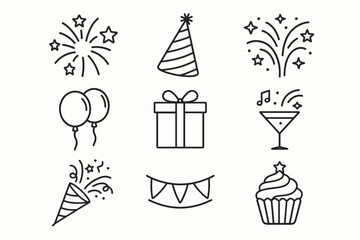 Celebration Icons Set – Party, Festive, and Holiday Symbols