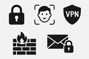 Comprehensive Security Icons Set for Protection & Cyber Defense