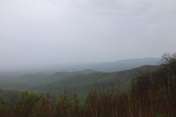 View across the Blue Ridge Parkway and mountains