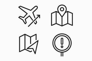 Minimalistic Travel Icons Set for Adventure, Tourism & Exploration