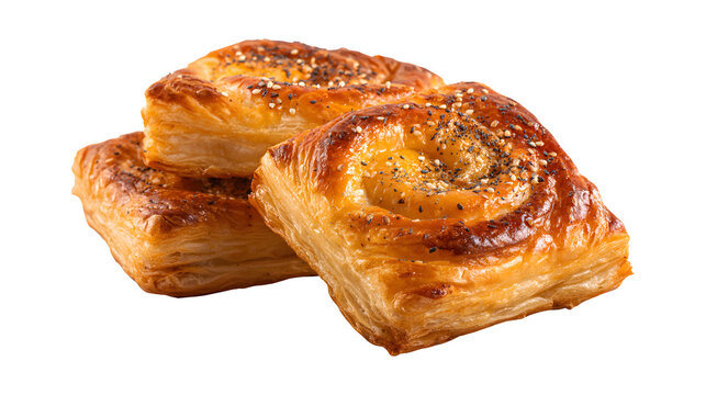 uff pastry with sausage isolated on a white background
