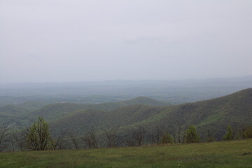 View across the Blue Ridge Parkway and mountains