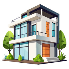 vector illustration of a ontemporary townhouse