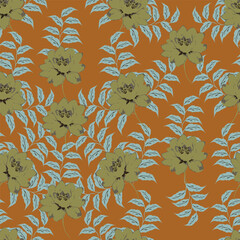 Hand drawn flowers. Seamless background with abstract cute flowers. Vector design ornament for paper; cover; fabric; interior decor; textile; fabric; wallpaper; surface design; label; packaging