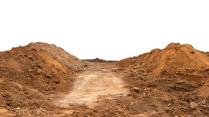 Dirt mounds and a path isolated on transparent background